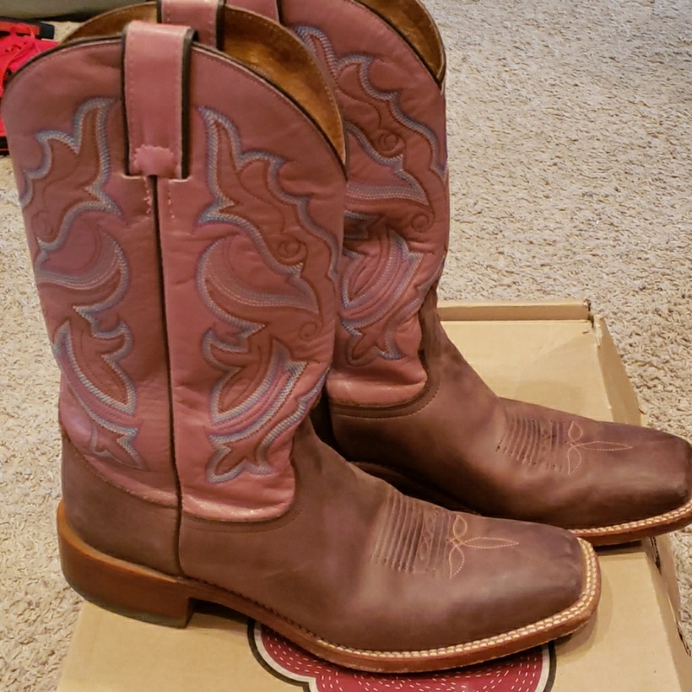 Women's Pink and Brown Nocona Size 9 1/2 Boots
